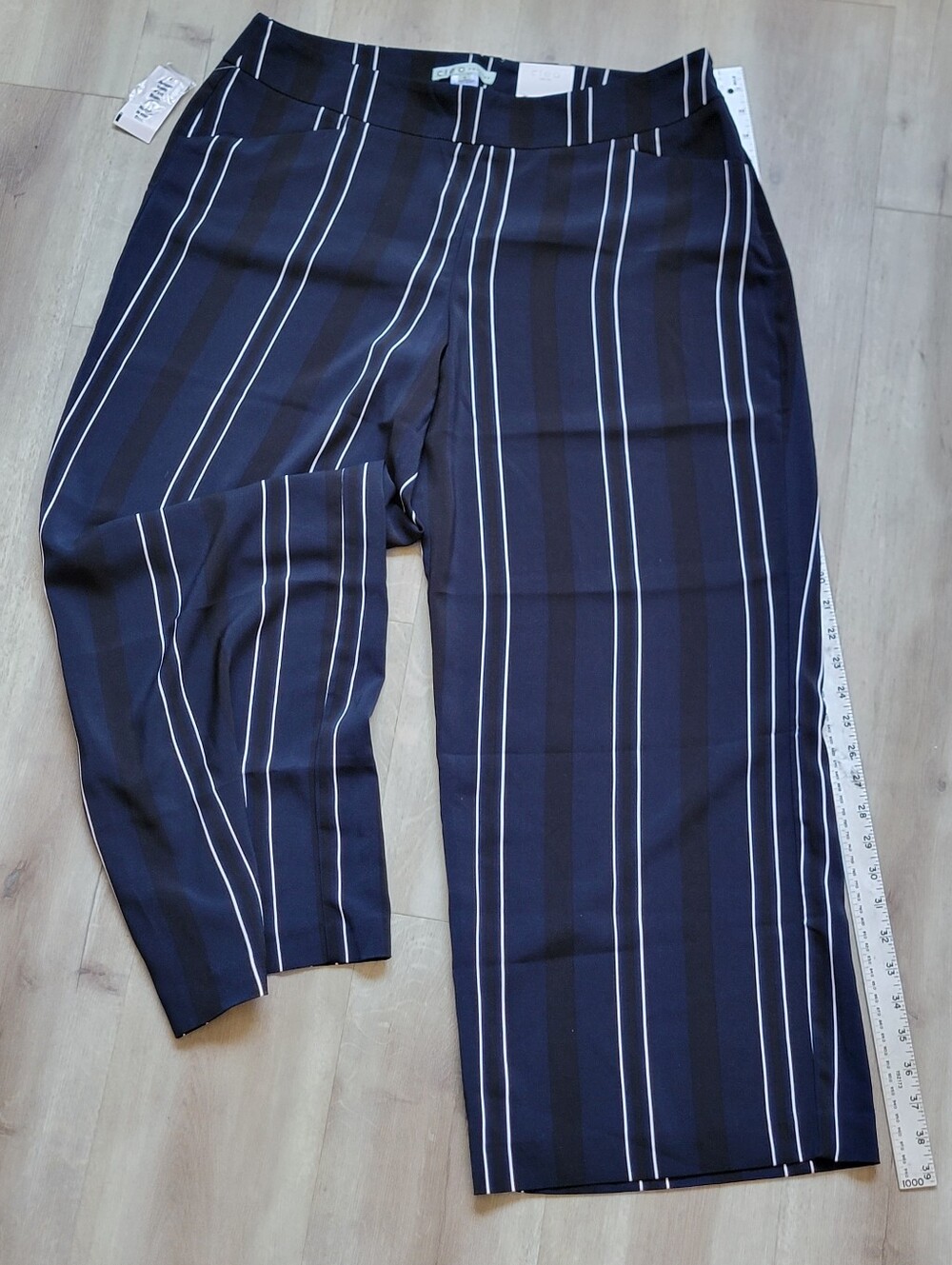 cleo Navy and White Vertical Stripe Dress Pants Size 16 Petite